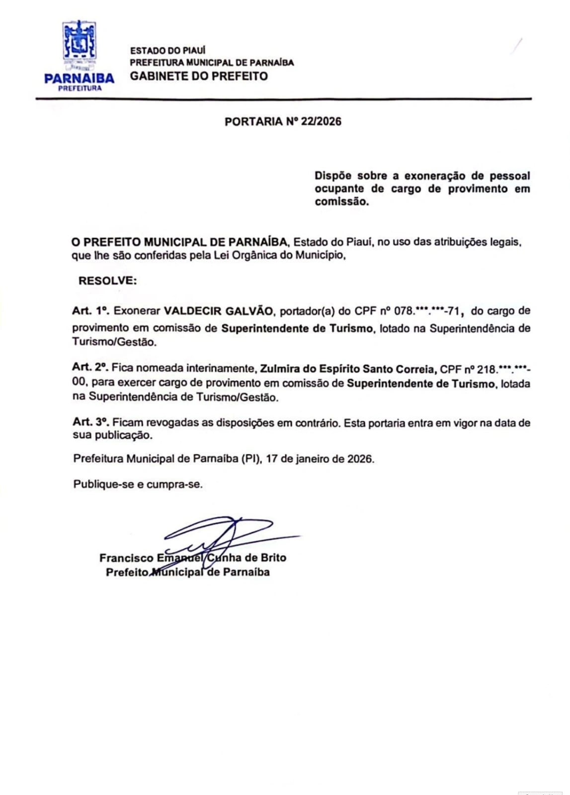 Gestão desorganizada leva à exoneração após retirada de cruzeiro em Parnaíba
