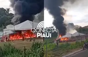 Incêndio destrói barracas nos festejos de São Sebastião em Lagoinha do Piauí (Foto: Reprodução)