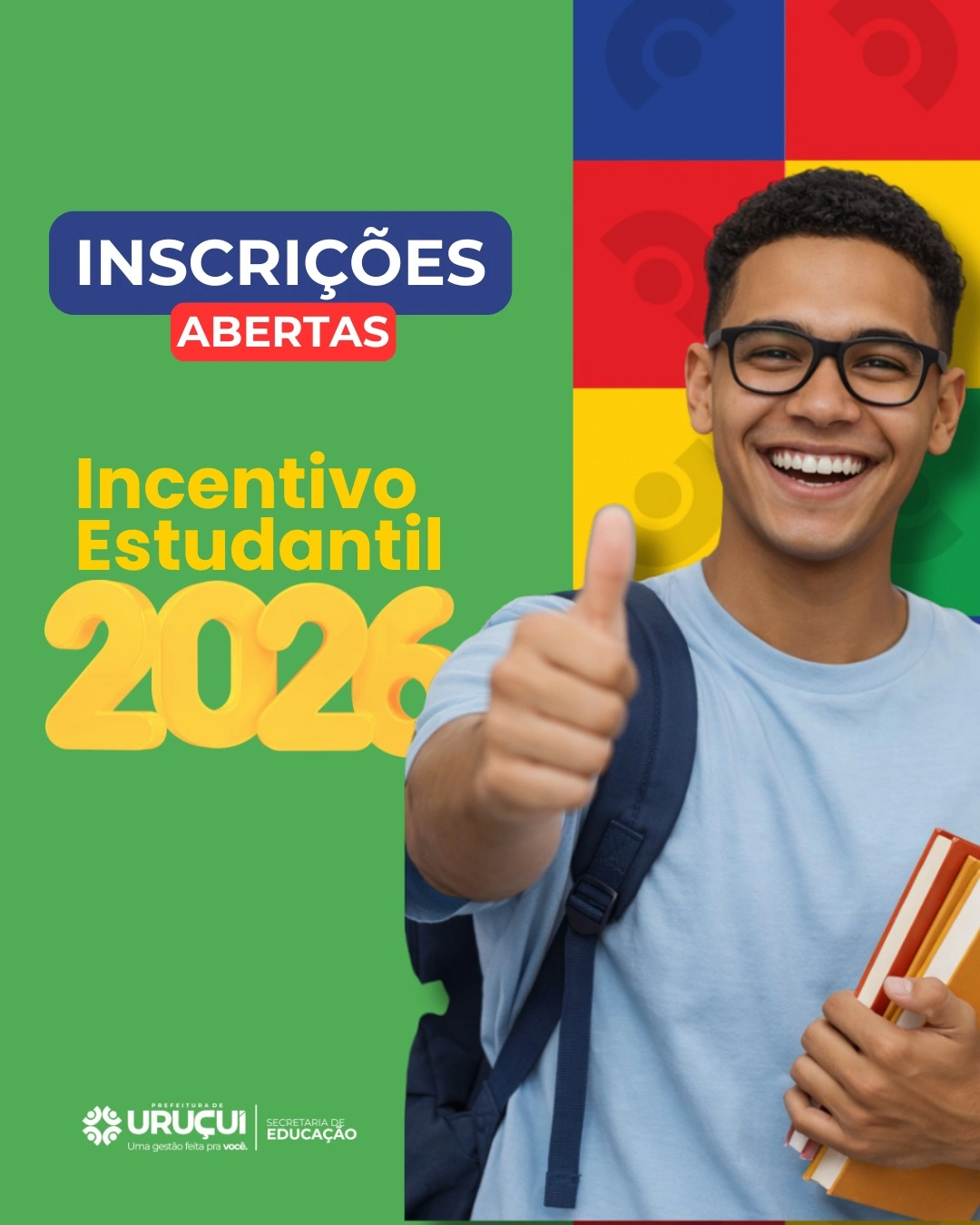 Inscrições abertas para o Incentivo Estudantil 2026 em Uruçuí