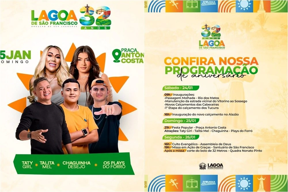 Lagoa de São Francisco celebra 32 anos com inaugurações, fé e festa popular