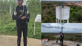 Mergulhador realiza limpeza em reservatório da cidade de Belém do Piauí (Foto: Reprodução)