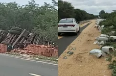 Motorista dorme ao volante e colisão entre carretas deixa feridos no Piauí