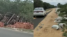 Motorista dorme ao volante e colisão entre carretas deixa feridos no Piauí (Foto: Reprodução)