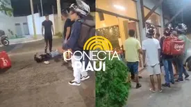 Motorista é 'cobrado' por entregadores após atropelar motociclista em Teresina (Foto: Reprodução)