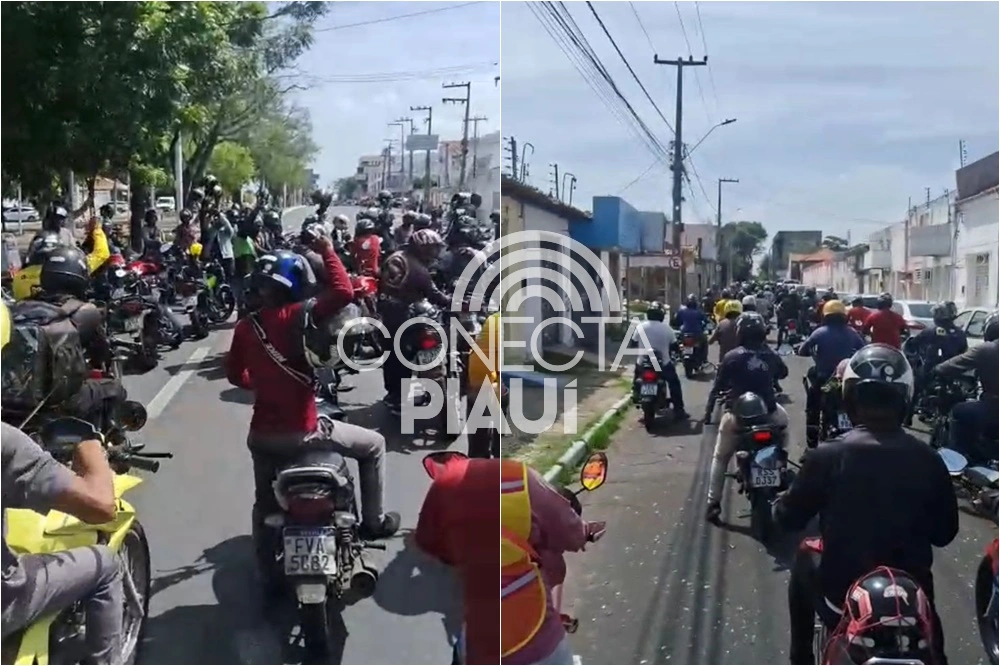 Mototaxistas percorrem ruas de Teresina protestam contra multas da Strans