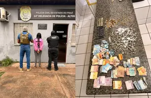 Mulher investigada por roubo com arma e tráfico de drogas é presa em Altos (Foto: Divulgação/Polícia Civil)