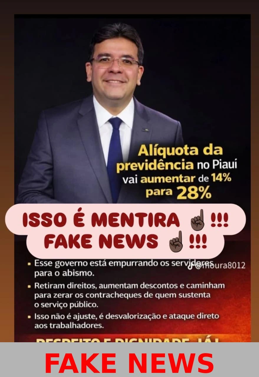 Não procede que ‘a alíquota da previdência no Piauí vai de 14% para 28%’