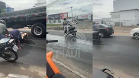 Óleo derramado em avenida (Foto: Reprodução)