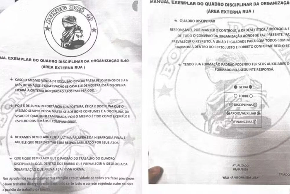Operação policial em Teresina apreende cartilha com regras internas de facção criminosa