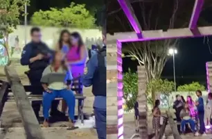 Peça de madeira cai no Parque da Cidadania e deixa mãe e filho feridos (Foto: Reprodução)