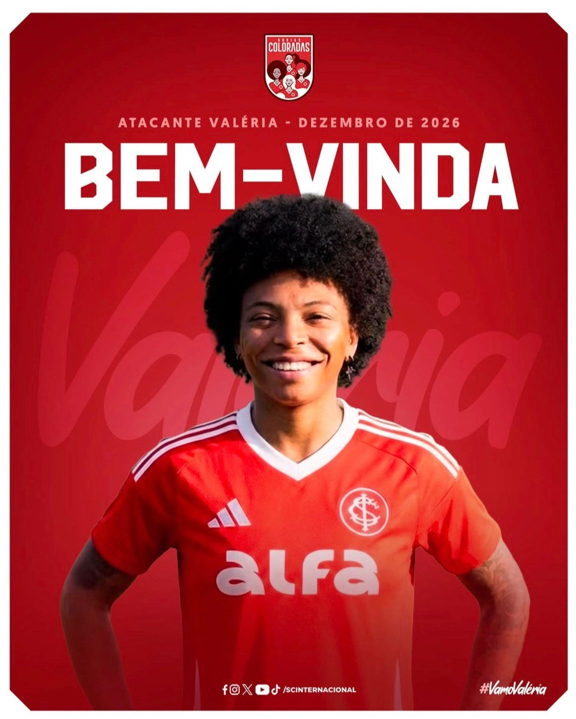 Piauiense Valéria Cantuário é anunciada pelo Internacional para 2026