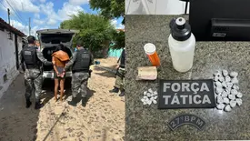 PM prende mulher por tráfico de drogas no bairro Frei Higino, em Parnaíba (Foto: Reprodução)