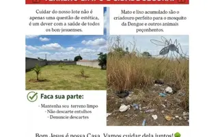 Prefeitura de Bom Jesus intensifica campanha de limpeza de terrenos contra dengue (Foto: Reprodução)