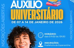 Prefeitura de Esperantina inicia inscrições para o Auxílio Universitário 2026 (Foto: Reprodução)