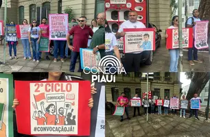 Professores aprovados em concurso cobram nomeações em protesto em Teresina (Foto: Conecta Piauí)