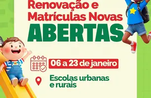 Rede Municipal de Ensino de São João do Arraial inicia matrículas para 2026 (Foto: Divulgação)