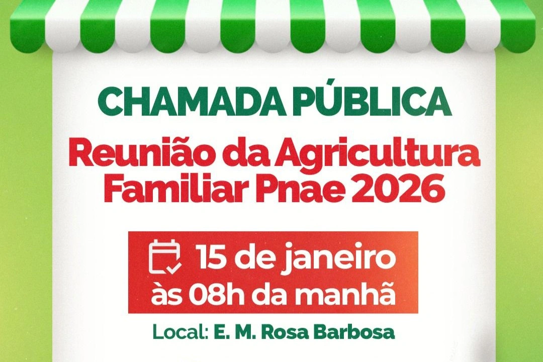 São João do Arraial abre Chamada Pública do PNAE 2026 para Agricultura Familiar