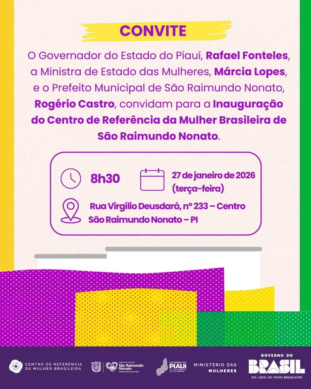 São Raimundo Nonato inaugura Centro de Referência da Mulher Brasileira nesta terça