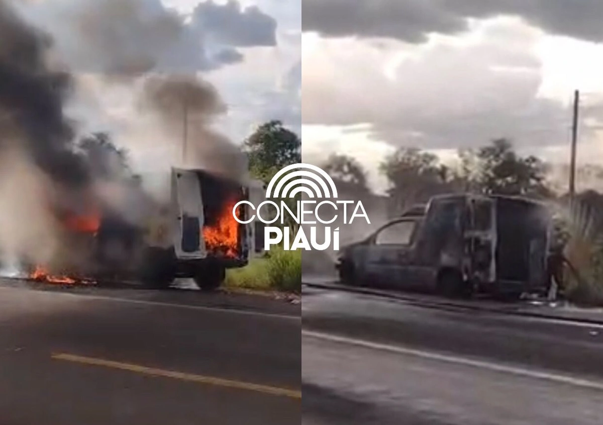 Veículo pega fogo em entroncamento na saída de Floriano