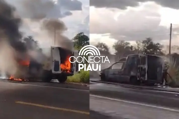 Veículo pega fogo em entroncamento na saída de Floriano