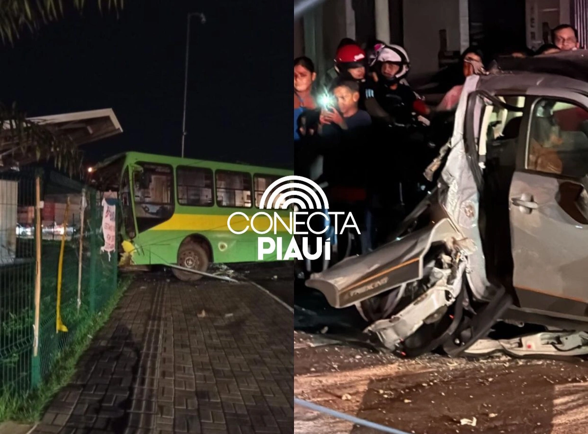 Acidente entre ônibus e carro provoca falta de energia na zona Norte de Teresina