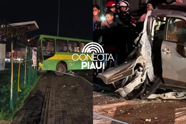 Acidente entre ônibus e carro provoca falta de energia na zona Norte de Teresina