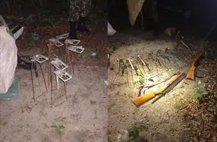 Armas usadas em caça ilegal no Parque Nacional Serra das Confusões são apreendidas (Foto: Divulgação)