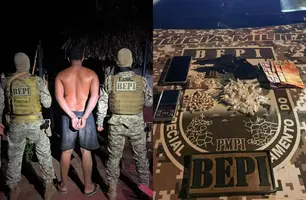 BEPI prende homem com 200 porções de drogas e arma de fogo em Água Branca (Foto: Divulgação/BEPI)