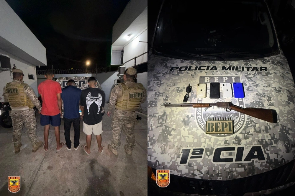 BEPI prende trio com espingarda e munições após fuga na zona Norte de Teresina