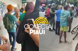 Briga por lugar em fila termina com idosos na Central de Flagrantes de Teresina (Foto: Reprodução)