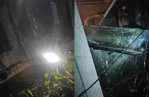 Caminhão de lixo capota durante chuva e deixa auxiliar de coleta ferido em Nazária (Foto: Repórter 12/Conecta Piauí)