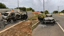 Carro de corredor piauiense é destruído por incêndio durante treino na BR-316 (Foto: Reprodução)