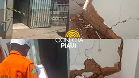 Casas são interditadas após risco de desabamento ser identificado em Oeiras (Foto: Reprodução)