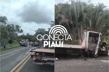 Colisão entre carro e caminhão na BR-316 prejudica tráfego próximo a Monsenhor Gil