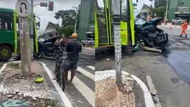 Colisão entre carro e ônibus deixa feridos na avenida Miguel Rosa, em Teresina (Foto: Reprodução)