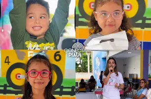 Crianças de Alto Longá recebem óculos após atendimentos da Carretinha da Saúde (Foto: Divulgação)