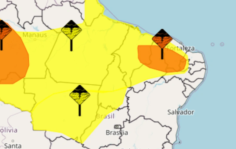 Domingo de Carnaval no Piauí tem alerta de chuvas fortes e ventos de até 100 km