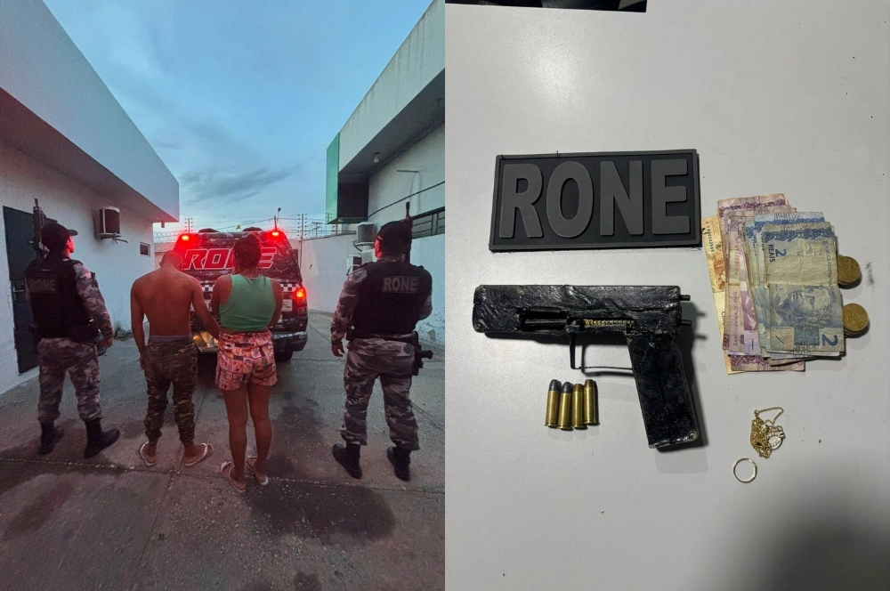 Dupla é presa com arma de fogo artesanal e munições na zona Sul de Teresina