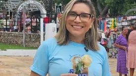 Fabiana Oliveira renova fé na Gruta da Betânia em noite de devoção (Foto: Reprodução)