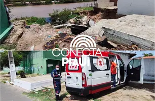 Idoso cai em vala às margens do Rio Igaraçu e é socorrido em Parnaíba (Foto: Reprodução)