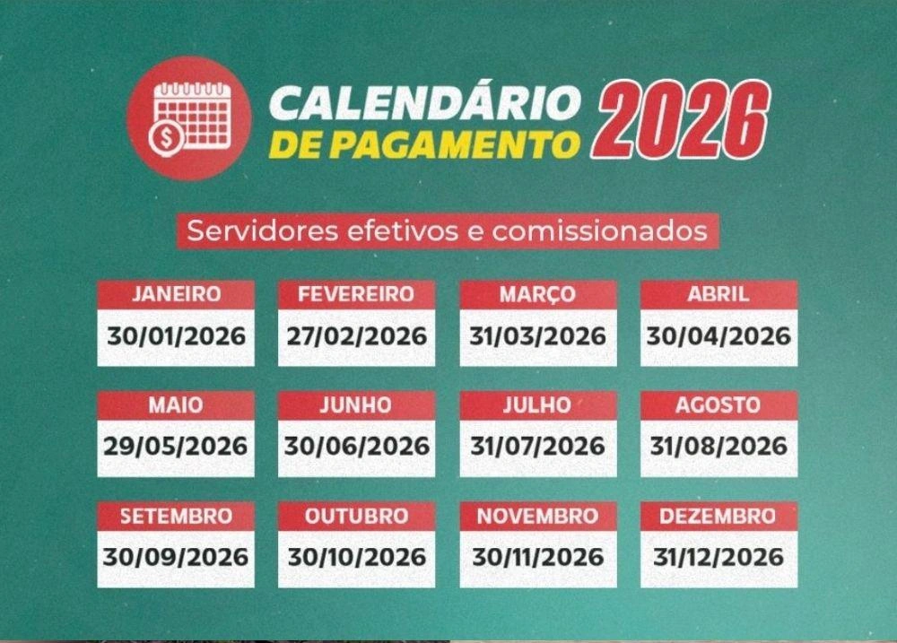 Lagoa do Piauí divulga Calendário Oficial de Pagamento 2026 dos servidores