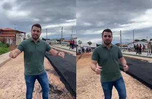 Mesmo no Carnaval, prefeito acompanha obra de R$ 3,4 milhões em Aroazes (Foto: Reprodução)