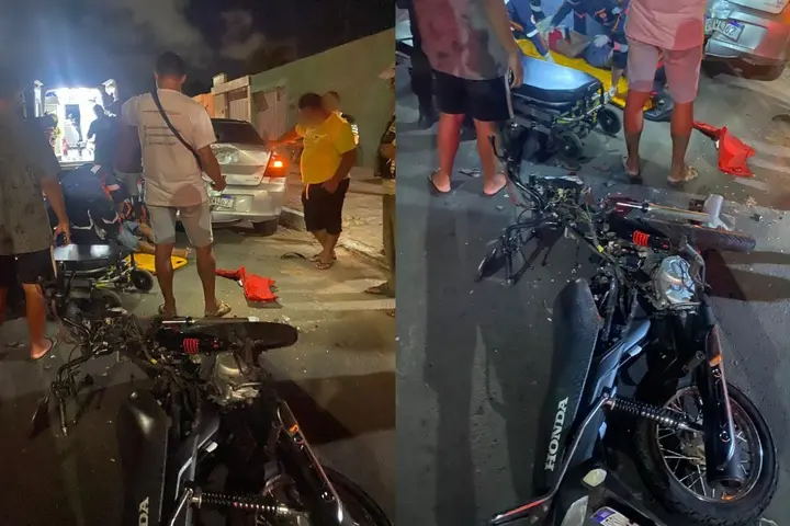 Motociclista fica gravemente ferido ao colidir contra carro em Parnaíba