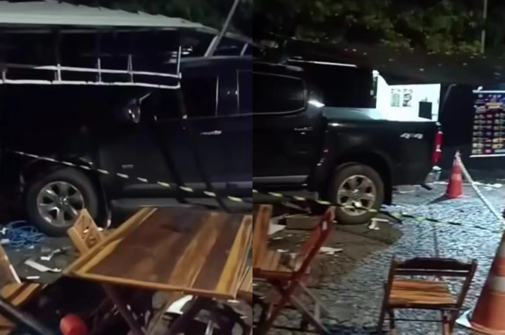 Motorista perde controle de picape e invade Praça dos Correios, em Teresina