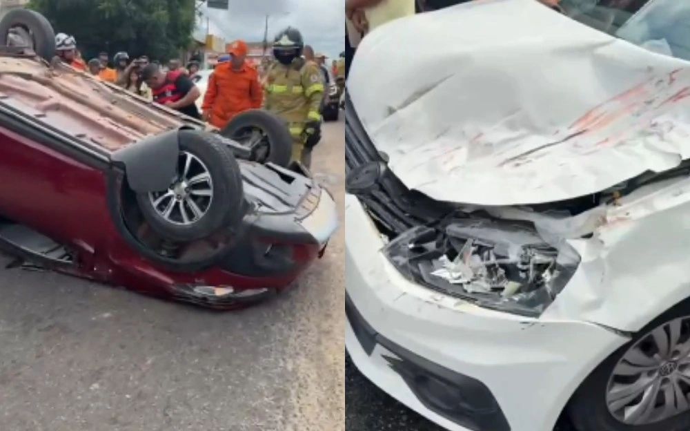 Mulher fica presa às ferragens após colisão seguida de capotamento em Parnaíba