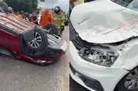 Mulher fica presa às ferragens após colisão seguida de capotamento em Parnaíba