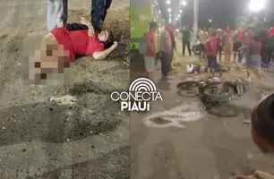 Mulher sofre fratura exposta após colisão com ônibus na zona Norte de Teresina (Foto: Reprodução)