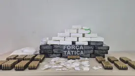 PM apreende arsenal e drogas em abordagem a ônibus no Piauí (Foto: Reprodução)