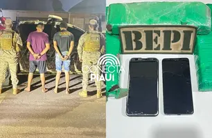 PM apreende cerca de 3 kg de maconha e prende dupla na PI-460 em Picos (Foto: Ascom/SSP-PI)