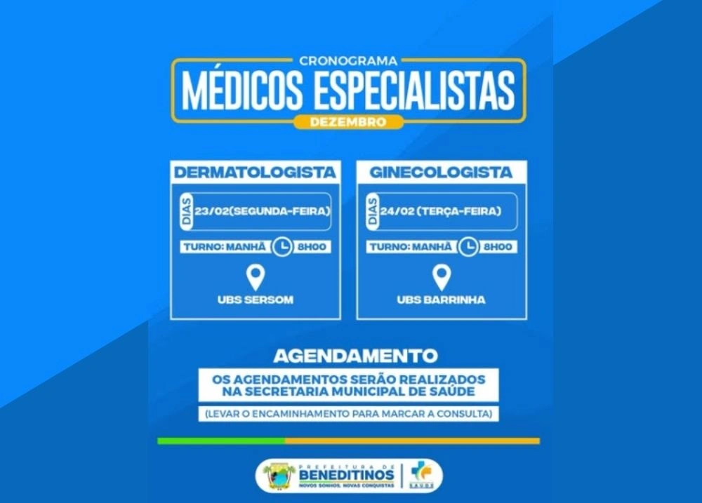 Prefeitura de Beneditinos amplia atendimento com médicos especialistas
